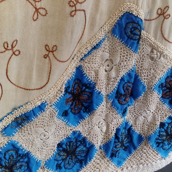 💥VINTAGE PATCHWORK EMBROIDERED GYPSY HIPPIE INDIA MAXI SKIRT CROCHET ONE SIZE - Picture 13 of 15